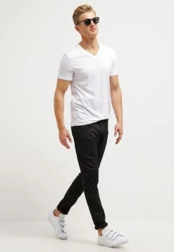 Pier One 2 PACK - Camiseta Básica - White/black, Hombre