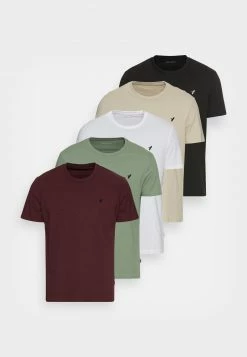 Pier One Hombre WITH BIRD STRAIGHT 5 PACK - Camiseta Básica - White/green/bordeaux/black/beige -Pier One Comercio 388df4ed46f64c049d4079afe6c50dc9