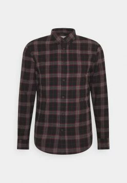 Pier One Hombre Camisa - Mottled Dark Grey / Bordeaux
