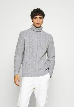 Pier One Hombre NEW CABLE TURTLENECK JUMPER - Jersey De Punto - Light Grey