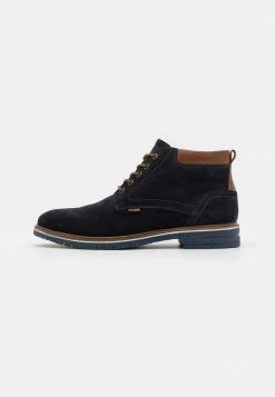 Pier One Hombre LEATHER - Botines Con Cordones - Dark Blue
