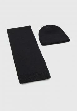 Pier One Unisexo SET UNISEX - Bufanda - Black