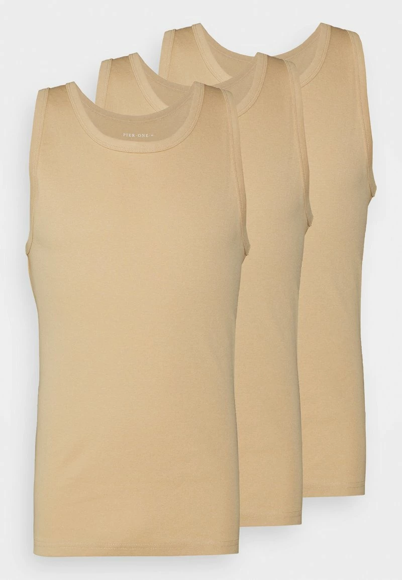 Pier One Hombre 3 PACK - Camiseta Interior - Beige 3 Pier One Hombre 3 PACK - Camiseta Interior - Beige