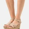 Pier One Mujer LEATHER - Sandalias Con Plataforma - Beige