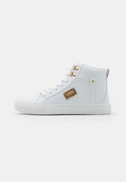 Pier One Unisexo Zapatillas Altas - White/gold-coloured