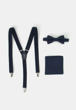 Pier One Hombre SUSPENDER/HOSENTRÄGER SET - Pañuelo De Bolsillo - Dark Blue