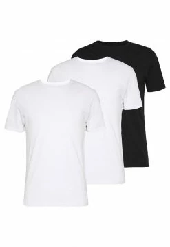 Pier One Hombre 3 PACK - Camiseta Básica - Black/ White