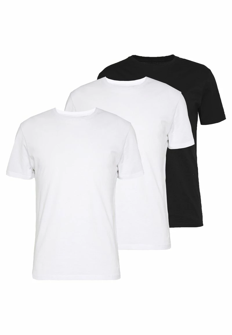 Pier One Hombre 3 PACK - Camiseta Básica - Black/ White 3 Pier One Hombre 3 PACK - Camiseta Básica - Black/ White
