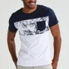 Pier One Hombre Camiseta Estampada - Navy/white -Pier One Comercio c3d097dd28194ed8a0ef4ff710602608