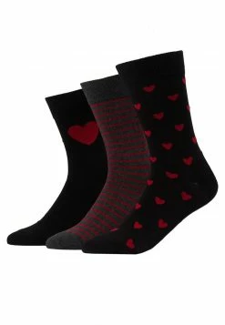 Pier One Hombre VALENTINES 3 PACK - Calcetines - Black/dark Red -Pier One Comercio cac0add0f3cb4cc2be2f8fbe8ab3bcb8