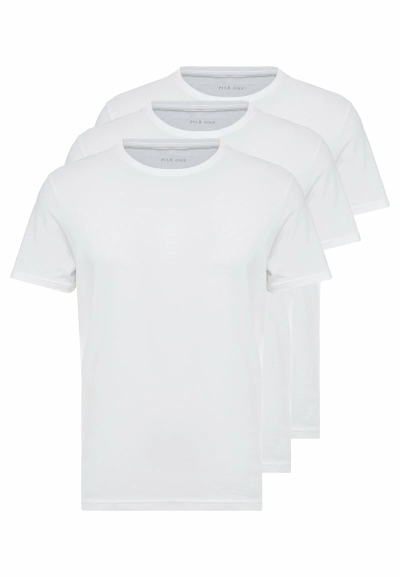 Pier One Hombre 3 PACK - Camiseta Básica - White 3 Pier One Hombre 3 PACK - Camiseta Básica - White