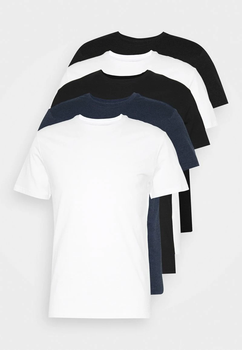 Pier One Hombre 5 PACK - Camiseta Básica - Black/white/blue 6 Pier One Hombre 5 PACK - Camiseta Básica - Black/white/blue - Imagen 4